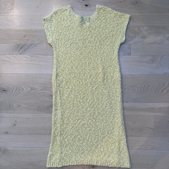 VNG David Brett Inc. Butter Yellow Open Knit Dress SZ L Beach Cover Vacation - Picture 2 of 7